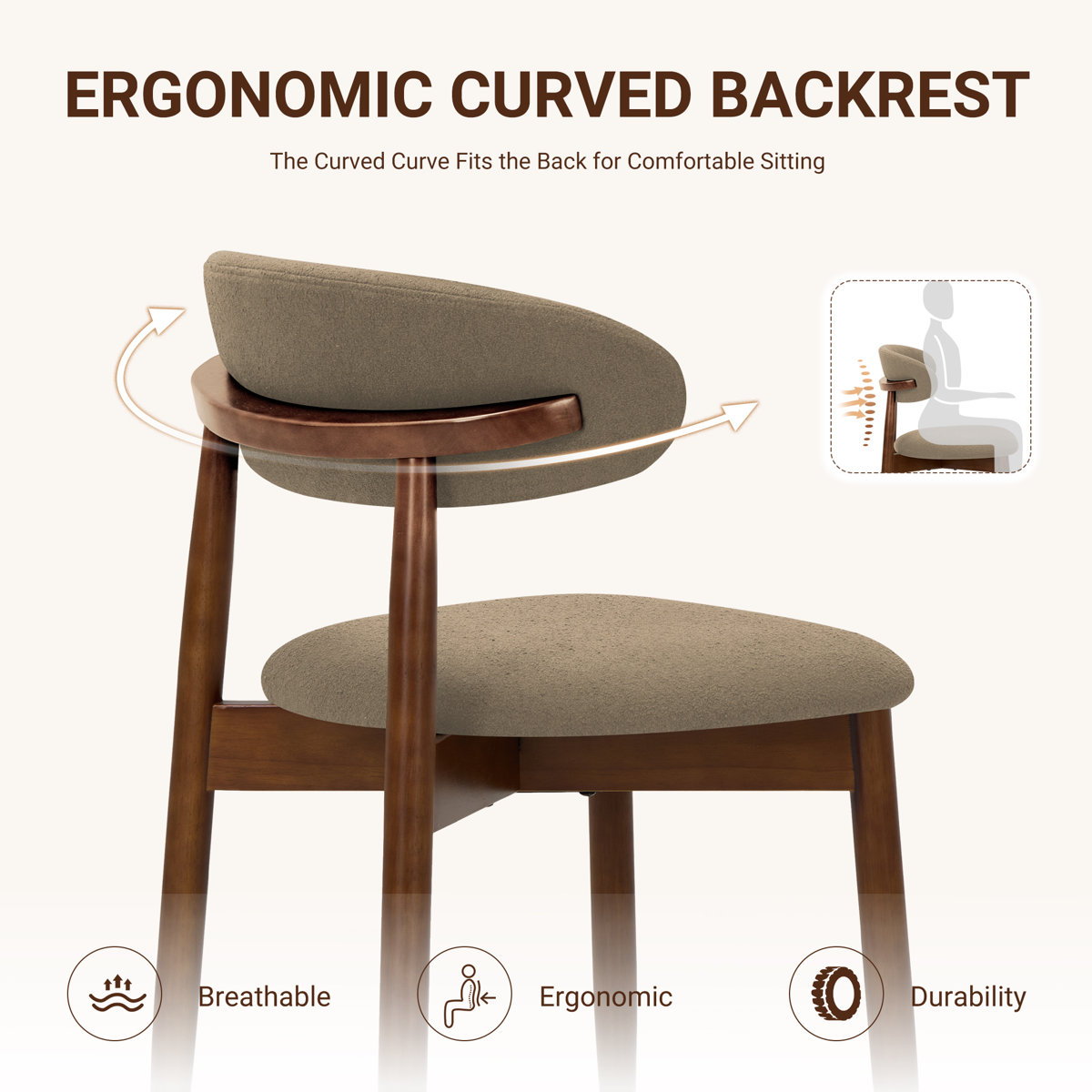 Upholstered Solid Wood Side Chair Dining Chairs (Set of 6)